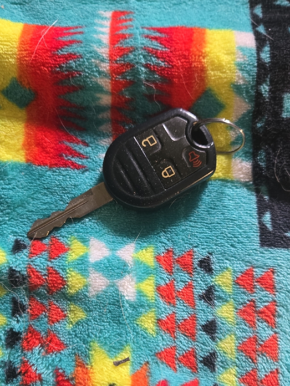 Black Car Key Fob with Metal Key